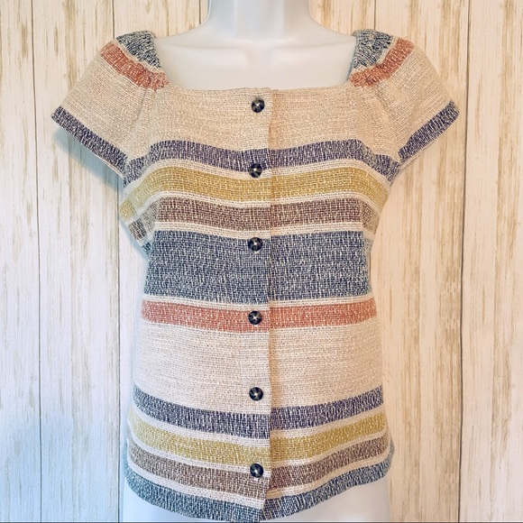 Madewell Button Top with Cap Sleeves - Picture 1 of 8